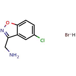 Chemical structure of 1-(5-chloro-1,2-benzoxazol-3-yl)methanamine hydrobromide , CAS 2097936-28-0, AChemBlock AD247360