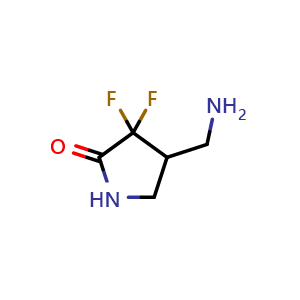 Chemical structure of 4-(aminomethyl)-3,3-difluoropyrrolidin-2-one , CAS 2091137-92-5, AChemBlock AD247364