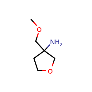 Chemical structure of 3-(methoxymethyl)oxolan-3-amine , CAS 1557662-47-1, AChemBlock AD247366