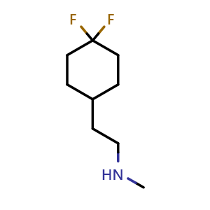 Chemical structure of 2-(4,4-difluorocyclohexyl)-N-methylethan-1-amine , CAS 1555857-93-6, AChemBlock AD247374