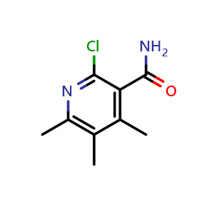 Chemical structure of 2-chloro-4,5,6-trimethylpyridine-3-carboxamide , CAS 1823913-86-5, AChemBlock AD247389