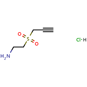 Chemical structure of 3-(2-aminoethanesulfonyl)prop-1-yne hydrochloride , CAS 1443980-07-1, AChemBlock AD247391
