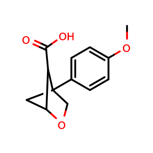 Chemical structure of 4-(4-methoxyphenyl)-2-oxabicyclo[2.1.1]hexane-5-carboxylic acid , CAS 2171880-95-6, AChemBlock AD247399
