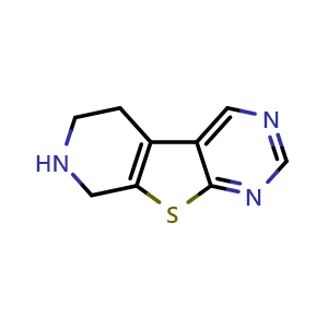 Chemical structure of 5,6,7,8-tetrahydropyrido[4',3':4,5]thieno[2,3-d]pyrimidine , CAS 1029720-37-3, AChemBlock AD247403