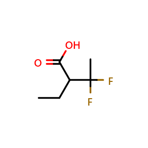 Chemical structure of 2-ethyl-3,3-difluorobutanoic acid , CAS 1782291-06-8, AChemBlock AD247414