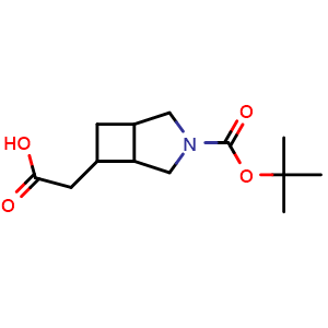 Chemical structure of 2-{3-[(tert-butoxy)carbonyl]-3-azabicyclo[3.2.0]heptan-6-yl}acetic acid , CAS 2995289-04-6, AChemBlock AD247420