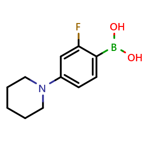 Chemical structure of 2-Fluoro-4-(1-piperidyl)phenylboronic Acid , CAS 2225180-92-5, AChemBlock AD247438