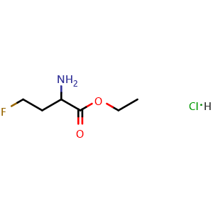 Chemical structure of ethyl 2-amino-4-fluorobutanoate hydrochloride , CAS 2938997-11-4, AChemBlock AD247474