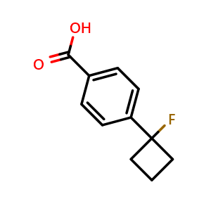 Chemical structure of 4-(1-fluorocyclobutyl)benzoic acid , CAS 1236349-25-9, AChemBlock AD247485