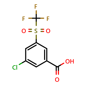 Chemical structure of 3-chloro-5-trifluoromethanesulfonylbenzoic acid , CAS 2378554-12-0, AChemBlock AD247487