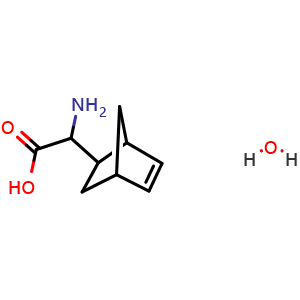 Chemical structure of 2-amino-2-{bicyclo[2.2.1]hept-5-en-2-yl}acetic acid hydrate , CAS 2411635-46-4, AChemBlock AD247496