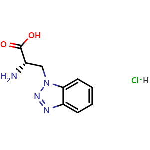 Chemical structure of (2S)-2-amino-3-(1H-1,2,3-benzotriazol-1-yl)propanoic acid hydrochloride , CAS 1212326-23-2, AChemBlock AD247501