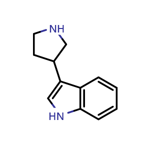 Chemical structure of 3-pyrrolidin-3-yl-1H-indole , CAS 3766-02-7, AChemBlock AD247519