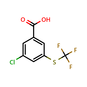 Chemical structure of 3-chloro-5-[(trifluoromethyl)sulfanyl]benzoic acid , CAS 2378554-10-8, AChemBlock AD247525