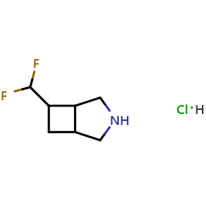 Chemical structure of 6-(difluoromethyl)-3-azabicyclo[3.2.0]heptane hydrochloride , CAS 3026697-05-9, AChemBlock AD247538