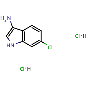 Chemical structure of 6-Chloro-1H-indol-3-amine dihydrochloride , CAS 2701379-26-0, AChemBlock AD247558