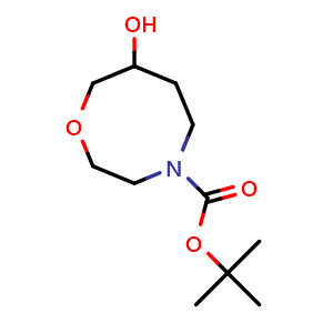 Chemical structure of tert-Butyl 7-hydroxy-1,4-oxazocane-4-carboxylate , CAS 2010092-69-8, AChemBlock AD247563