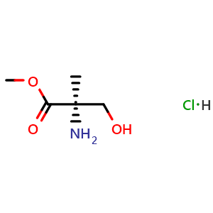 Chemical structure of methyl (2R)-2-amino-3-hydroxy-2-methyl-propanoate hydrochloride , CAS 134899-86-8, AChemBlock AD247577