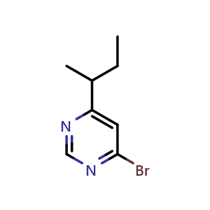 Chemical structure of 4-bromo-6-(sec-butyl)pyrimidine , CAS 1086382-36-6, AChemBlock AD247583