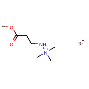 Chemical structure of 2-(3-methoxy-3-oxopropyl)-1,1,1-trimethylhydrazinium bromide , CAS 106966-25-0, AChemBlock AD247595