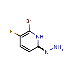Chemical structure of 6-bromo-5-fluoro-2-hydrazinylidene-1,2-dihydropyridine , CAS 2230279-82-8, AChemBlock AD247601