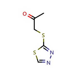 Chemical structure of 1-(1,3,4-thiadiazol-2-ylsulfanyl)propan-2-one , CAS 1000932-13-7, AChemBlock AD247613