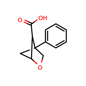 Chemical structure of 4-phenyl-2-oxabicyclo[2.1.1]hexane-5-carboxylic acid , CAS 2167002-19-7, AChemBlock AD247621