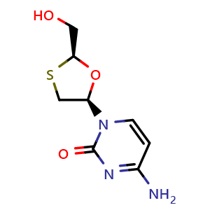 Chemical structure of 4-amino-1-[(2S,5R)-2-(hydroxymethyl)-1,3-oxathiolan-5-yl]-1,2-dihydropyrimidin-2-one , CAS 134680-32-3, AChemBlock AD247632
