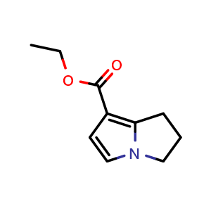 Chemical structure of Ethyl 2,3-dihydro-1H-pyrrolizine-7-carboxylate , CAS 34951-59-2, AChemBlock AD247635