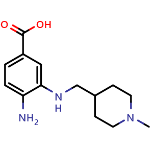 Chemical structure of 4-Amino-3-[[(1-methyl-4-piperidinyl)methyl]amino]benzoic acid , CAS 1555135-35-7, AChemBlock AD247642