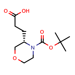 Chemical structure of (S)-3-(4-(tert-Butoxycarbonyl)morpholin-3-yl)propanoic acid , CAS 1787250-10-5, AChemBlock AD247661