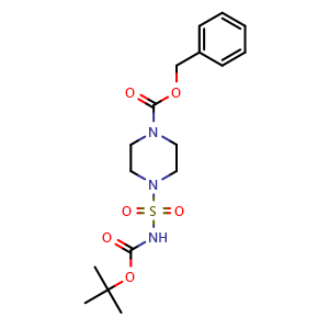 Chemical structure of Benzyl 4-{(tert-Butoxycarbonyl)aminosulfonyl}tetrahydro-1(2H)-pyrazinecarboxylate , CAS 1000018-21-2, AChemBlock AD247663