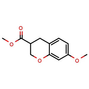 Chemical structure of 2H-1-Benzopyran-3-carboxylicacid, 3,4-dihydro-7-methoxy-, methyl ester , CAS 885271-74-9, AChemBlock AD247666