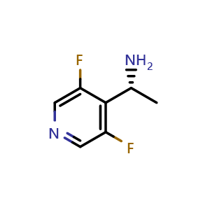 Chemical structure of (R)-1-(3,5-Difluoro-4-pyridyl)ethanamine , CAS 1259837-47-2, AChemBlock AD247682