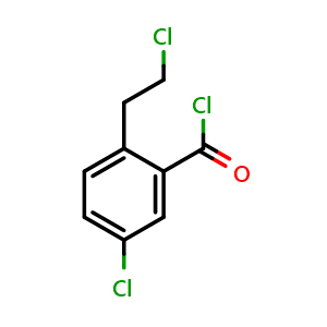 Chemical structure of 5-Chloro-2-(2-chloroethyl)benzoyl chloride , CAS 342411-80-7, AChemBlock AD247716
