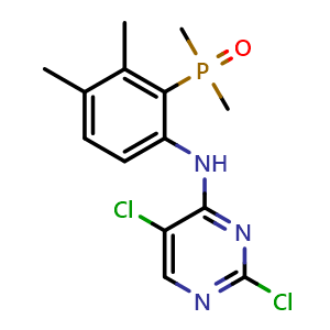 Chemical structure of 2,5-Dichloro-N-[2-(dimethylphosphinyl)-3,4-dimethylphenyl]-4-pyrimidinamine , CAS 2595158-99-7, AChemBlock AD247739