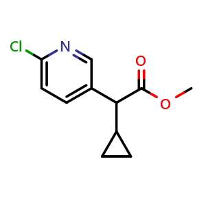 Chemical structure of Methyl 2-(6-Chloro-3-pyridyl)-2-cyclopropylacetate , CAS 2109661-71-2, AChemBlock AD247745