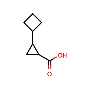 Chemical structure of 2-Cyclobutylcyclopropanecarboxylic acid , CAS 1376237-98-7, AChemBlock AD247750
