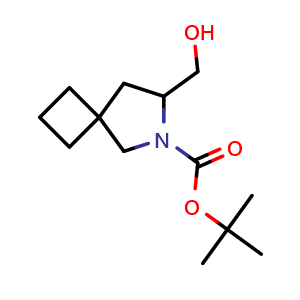 Chemical structure of tert-butyl 7-(hydroxymethyl)-6-azaspiro[3.4]octane-6-carboxylate , CAS 2298536-97-5, AChemBlock AD247768
