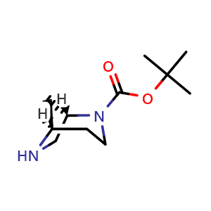 Chemical structure of tert-butyl (1S,5R)-2,6-diazabicyclo[3.2.1]octane-2-carboxylate , CAS 1932168-90-5, AChemBlock AD247772