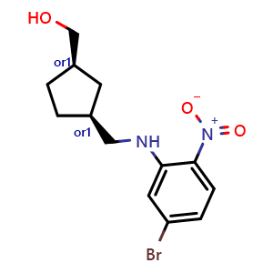 Chemical structure of [cis-3-[(5-bromo-2-nitro-anilino)methyl]cyclopentyl]methanol , CAS 2892449-89-5, AChemBlock AD247776