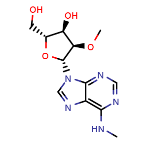 Chemical structure of N6-Methyl-2'-O-methyladenosine , CAS 57817-83-1, AChemBlock AD247794
