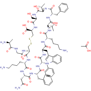Chemical structure of Cyclic somatostatin Acetate , CAS 54472-66-1, AChemBlock AD247795