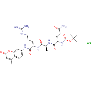Chemical structure of Boc-Gln-Ala-Arg-AMC hydrochloride , CAS 201849-55-0, AChemBlock AD247804