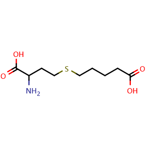 Chemical structure of 5-((3-Amino-3-carboxypropyl)thio)pentanoic acid , CAS 88096-02-0, AChemBlock AD247811