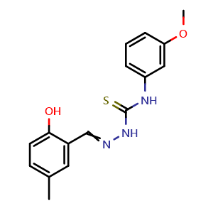 Chemical structure of 2-[(2-Hydroxy-5-methylphenyl)methylene]-N-(3-methoxyphenyl)hydrazinecarbothioamide , CAS 2799695-54-6, AChemBlock AD247812