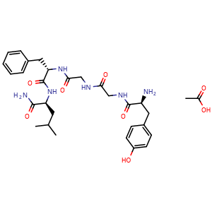 Chemical structure of [Leu5]-Enkephalin, amide acetate , AChemBlock AD247813