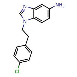 Chemical structure of 1-[2-(4-chlorophenyl)ethyl]-1H-1,3-benzodiazol-5-amine , CAS 1493318-64-1, AChemBlock AD247815