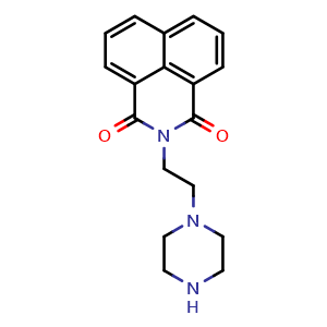 Chemical structure of 2-(2-piperazin-1-ylethyl)-1H-benzo[de]isoquinoline-1,3(2H)-dione , CAS 66235-11-8, AChemBlock AD247825