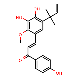 (2E)-3-[5-(1,1-Dimethyl-2-propen-1-yl)-3,4-dihydroxy-2-methoxyphenyl]-1-(4-hydroxyphenyl)-2-propen-1-one